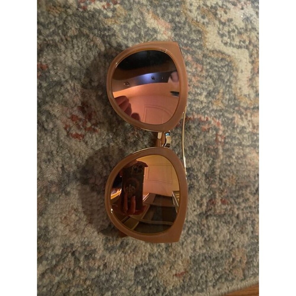 large pink mirrored sunglasses - dramatic - with case